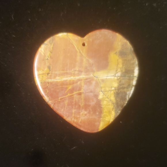 New Hand Carved Picasso Jasper Heart Shaped Pendant. - Picture 2 of 11